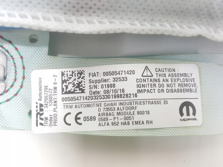 ALFA GIULIA VELOCE Q4 KURTYNA,AIRBAG 00505471420