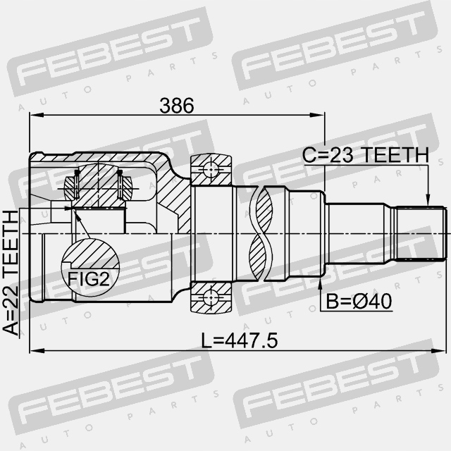 2111-CB8 FEBEST JOINT HOMOKINIETYCZNY INTÉRIEUR