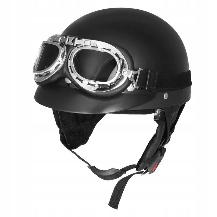 CASCO PARA MOTOCICLETA ORZESZEK HELM CASCO PARA SKUTERA RETRO NEGRO GAFAS 