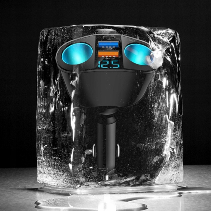 DISTRIBUTEUR DOUILLES ALLUME-CIGARES 12-24V CHARGEUR 2XUSB QC VOLTMÈTRE 170W