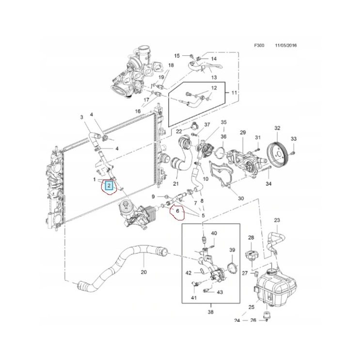 OPEL WITH 55568540 GASKET RADIATOR OILS INLET 