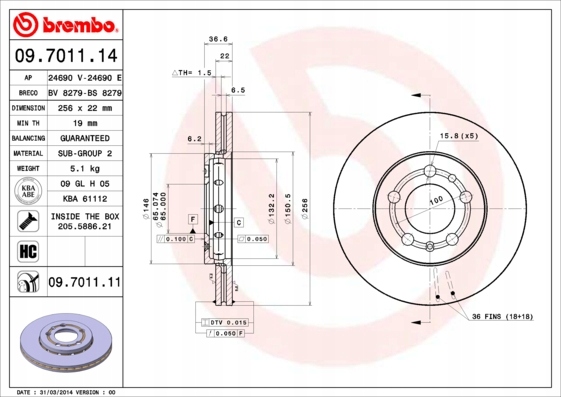 DISCOS ZAPATAS PARTE DELANTERA BREMBO SEAT TOLEDO IV 