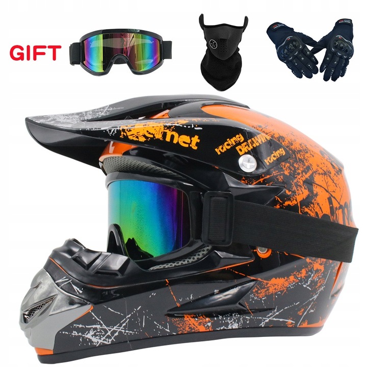 CASCO PARA MOTOCICLETA OFF-ROAD ENDURO MOTOCROSS +GOGLE + CAPO + GUANTES 