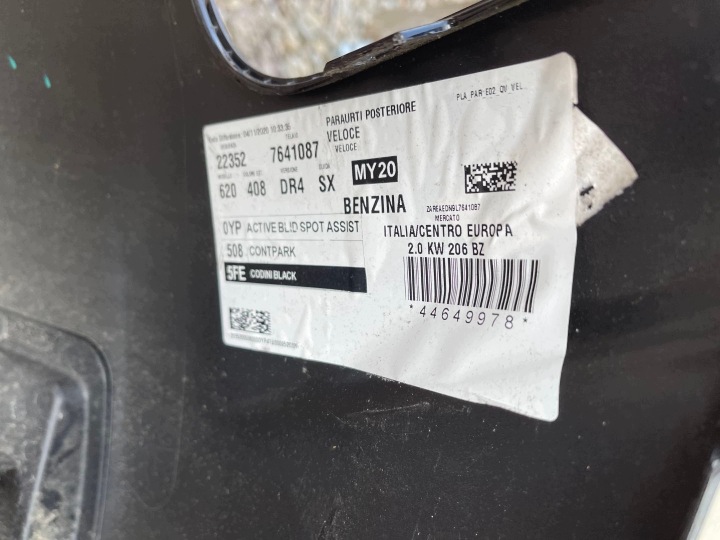 ALFA ROMEO GIULIA VELOCE 2016- PARE-CHOCS ARRIÈRE ARRIÈRE PDC 50556567