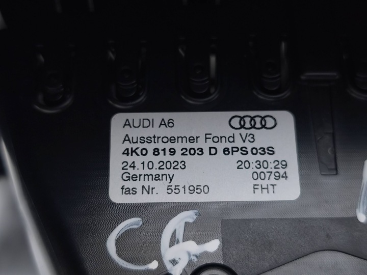 AUDI A6 S6 C8 4K 2024 GRILLE CONDUIT D'AIR CONSOLES CENTRALE 4K0819203D