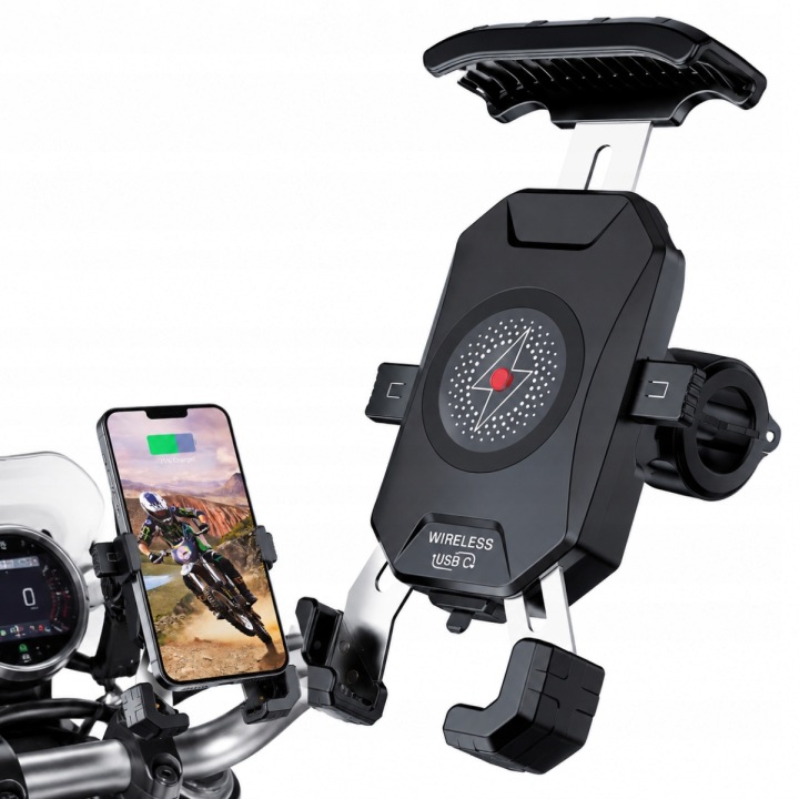 2 EN 1 POIGNÉE MOTOCYCLETTE SUR TÉLÉPHONE CHARGEUR INDUKCYJNA 15W USB C 20 DANS