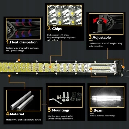 FARO EN FUNCIONAMIENTO DE LARGO ALCANCE - DIODO LUMINOSO LED BAR - 53CM 1200W 