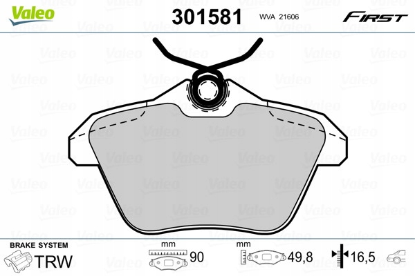 VALEO PADS BRAKE FIRST 301581 