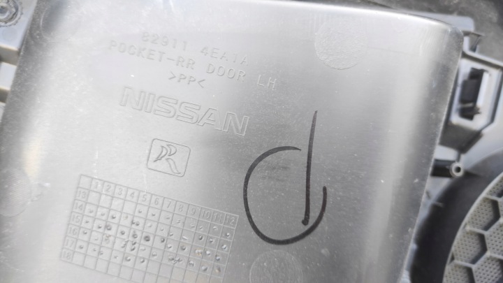 COLLECTEUR GARNITURE PORTES GAUCHE ARRIÈRE NISSAN QASHQAI J11 MATÉRIAU 82923-4EA1A