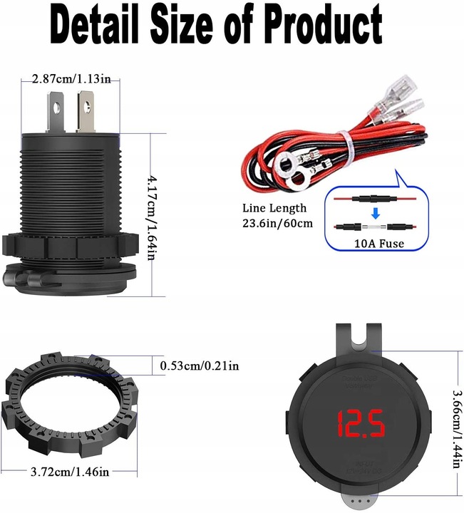 QC 3.0 USB 12 V GNIAZDKO DE AUTOMÓVIL CON 