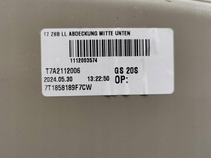 TUNNEL CENTRAL VW T7 7T1858189F NEUF ORIGINAL