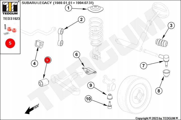 BLOQUE SILENCIOSO WAH. SUBARU P. IMPREZA 92-00 !!!POLIURETAN!!! TED31923 TED-GUM 