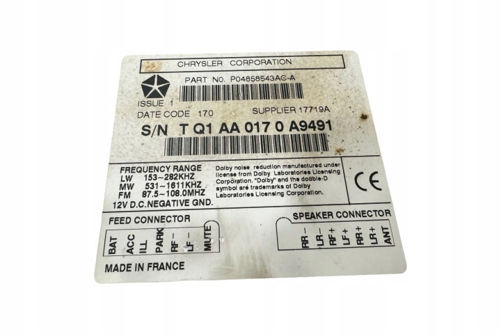 STACJA MULTIMEDIALNA JEEP GRAND CHEROKEE (WJ) P04058542ACA