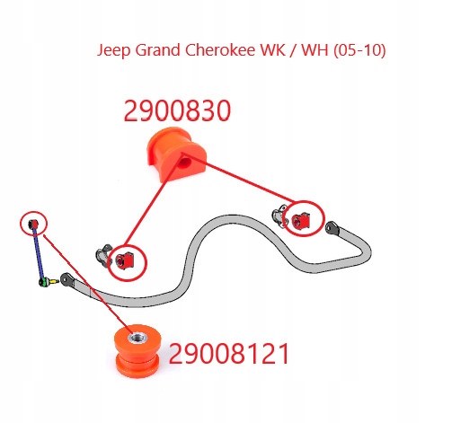POLYURÉTHANE SILENT-BLOC SUSPENSIONS SANS DOUILLE PONT AVANT CHEROKEE WK/WH
