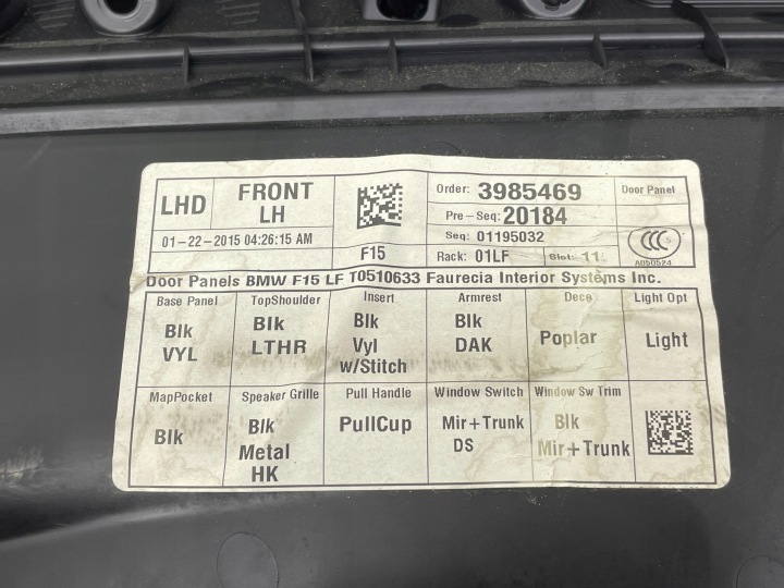 COLLECTEUR AVANT GAUCHES PORTES BMW X5 (F15, F85) 7292115 4.4L GASOLINE 330KW