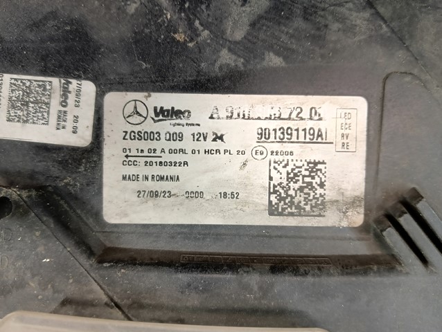 PHARE DROITE DROIT COMPLET LED MERCEDES A910 W910 910 SPRINTER 18-