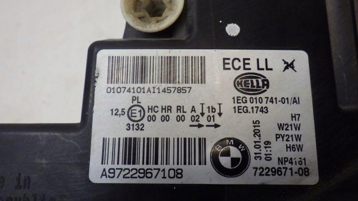 PHARE GAUCHE AVANT AVANT EUROPE BMW 1 F20 F21 7229671 A9722967108