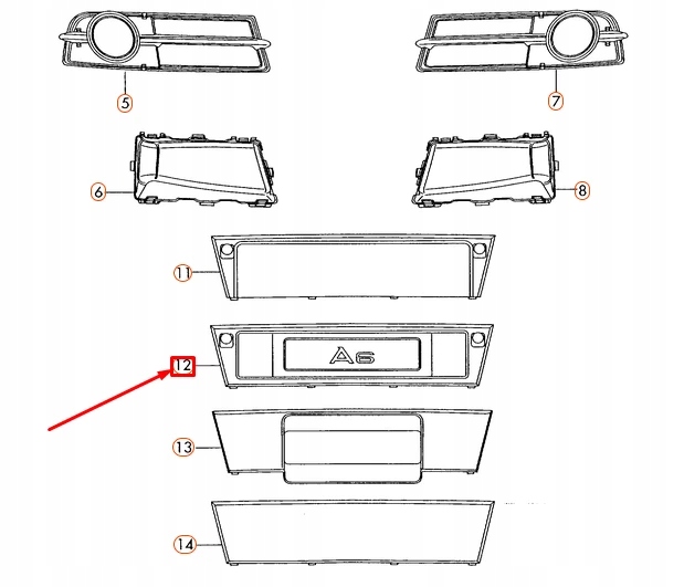AUDI A6 C6 MOULURE SUR AVANT TABLICZKE D'IMMATRICULATION 4F0807285A3FZ