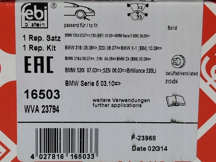 FEBI PADS BRAKE FRONT BMW 5 E60 E61 X1 E84 photo 3 - milautoparts-fr.ukrlive.com