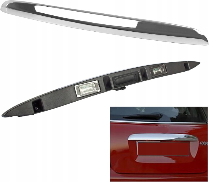 CACHE COUVERCLES DE COFFRE BOUTON OUVERTURE ARRIÈRE COUVERCLES DE COFFRE MICROCONTACT MINI R55 R56 CHROME