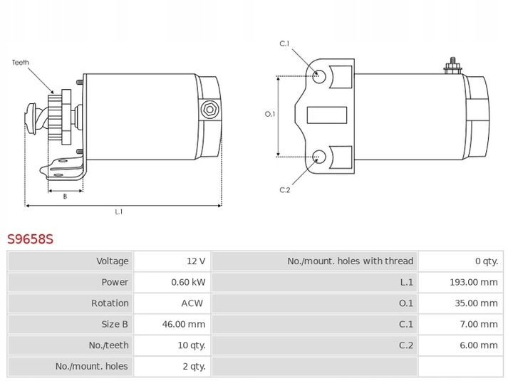 STARTER AS-PL S9658S photo 5 - milautoparts-fr.ukrlive.com