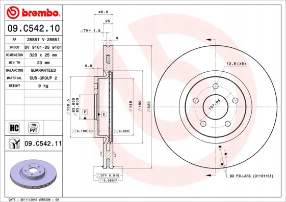 DISCOS ZAPATAS PARTE DELANTERA BREMBO FORD FOCUS 3 