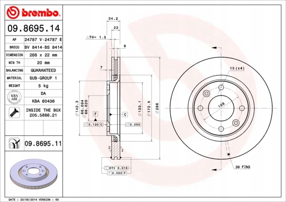 DISCOS ZAPATAS PARTE DELANTERA BREMBO CITROEN C2 