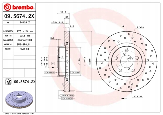 DISCOS ZAPATAS PARTE DELANTERA BREMBO SUBARU FORESTER 