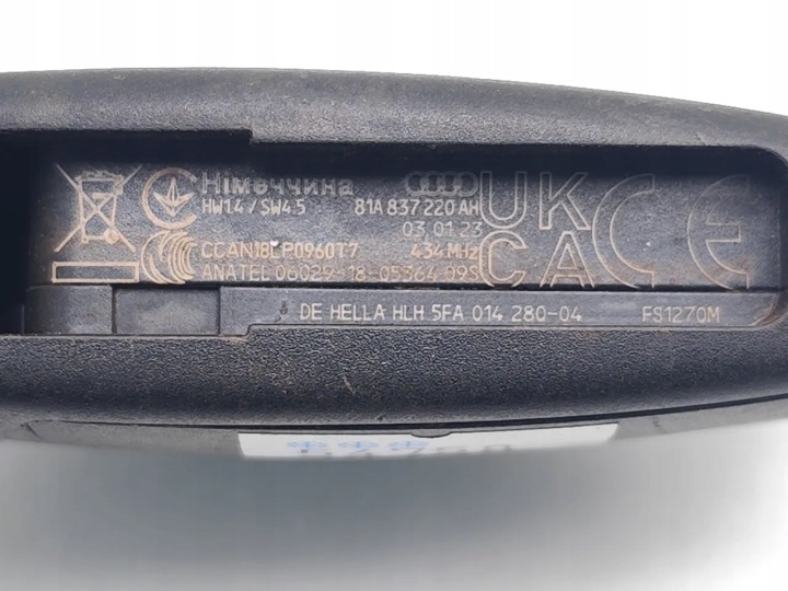 AUDI Q2 CLÉ CARTE ALLUMAGE 2019 SUV 4/5DR 81A837220AH 5FA014280 (18-24)