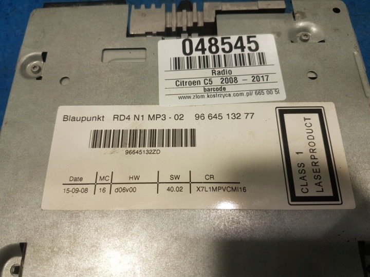CITROEN C5 II X7 RADIO 9664513277
