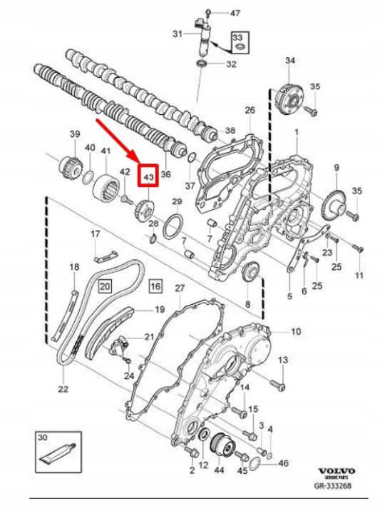 KOLO DENTÉ DISTRIBUTION MOTEUR VOLVO S60 MK2 30750136 ORIGINE