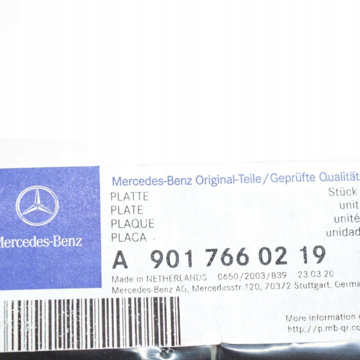 PLAQUE MERCEDES-BENZ 310 D FHS 311 CDI ORIGINAL A9017660219