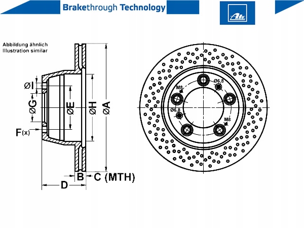 ATE DISQUE FREIN PORSCHE T. BOXSTER 3,2-3,4 99-11