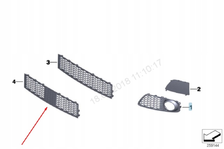 BMW 5 GT F07 AVANT PARE-CHOCS M SPORT CENTER ACC GRILLE 51118050021