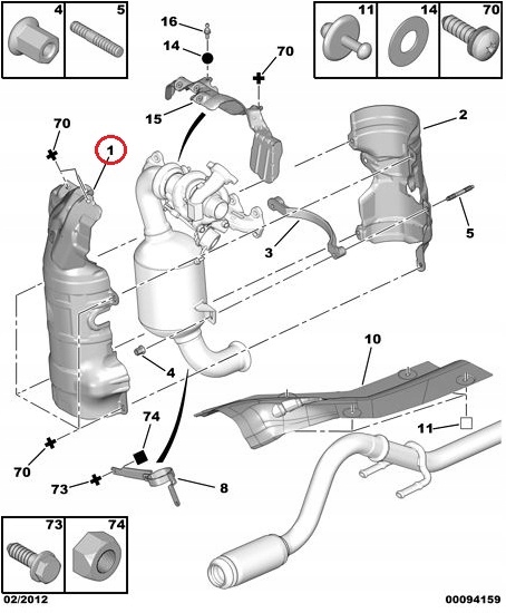 OE PROTECTION THERMIQUE CATALYSEUR AVANT CITROEN C4 1.6 HDI 16V 1723HP