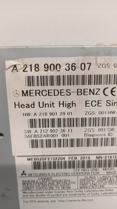 MERCEDES W212 RADIO NAVIGATION A2189003607