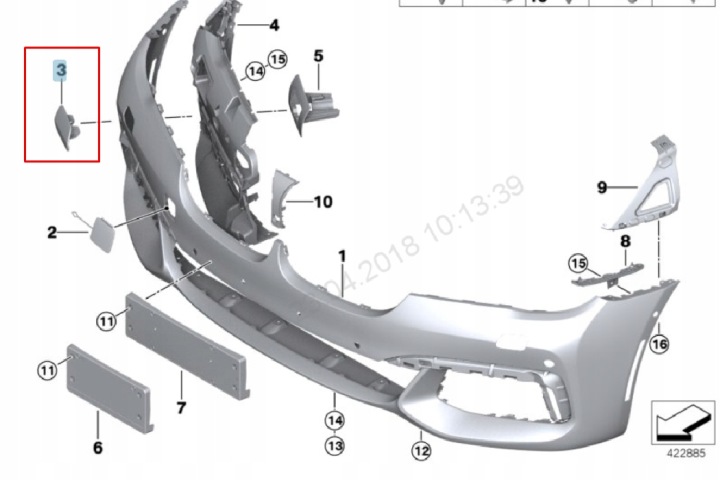 BMW 7 G11 PROTECTION LAVE-GLACE PHARES DROIT M SPORT 51118064746 2016