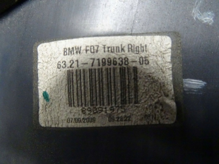 PHARE ARRIÈRE DANS CLAPET DROITE CÔTÉ BMW 5 GT F07 7199638