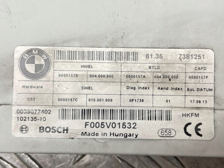BMW 3GT F34 CONTRÔLEUR ARRIÈRE COUVERCLES DE COFFRE 7381251