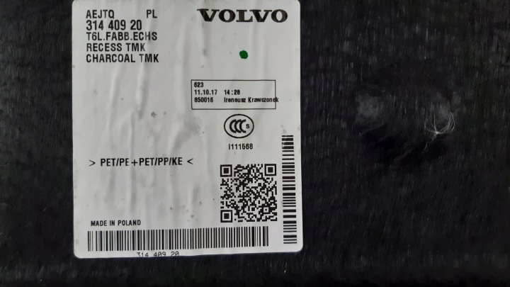 VOLVO XC40 TAPIS PLANCHER COUVERCLES DE COFFRE 31440920