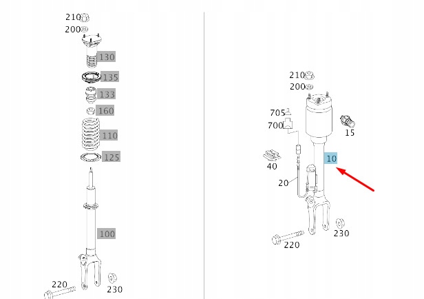 MERCEDES-BENZ ML W164 AMG FRONT SUSPENSION STRUT A1643205213 ORIGINAL photo 1 - milautoparts-fr.ukrlive.com