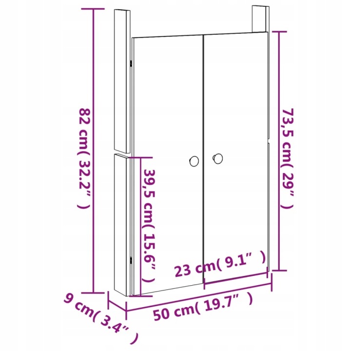 PORTES SZAFKI KUCHENNEJ SUR ZEWNATRZ, BLANC 50X9X82 CM, SOSNA
