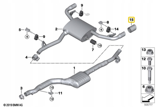 EMBOUT ÉCHAPPEMENT SILENCIEUX CHROME BMW X3 G01 X4 G02 8658210 ORIGINAL
