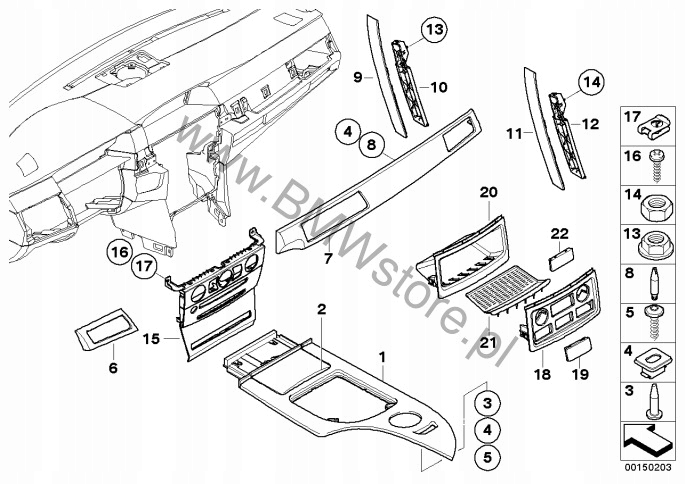 BMW E60 E61 MOULURE CENTRALE DÉCOR TABLEAU DE BORD BOIS KLON BOÎTE À GANTS 51456951021