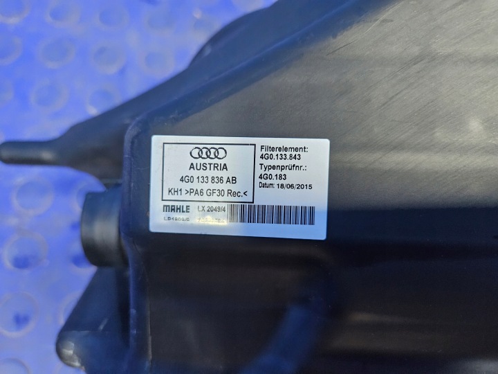 AUDI A6 C7 50 TFSI CHÂSSIS FILTRE AIR 4G0133836AB SUR KILOMÉTRAGE 30 KM