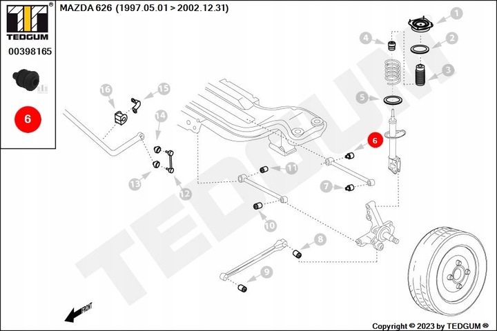 SILENTBLOCK PALANCA PARTE TRASERA IZQUIERDA/DERECHA (WEWNATRZ TYL) MAZDA 323 F VI, 323 S VI, 626 