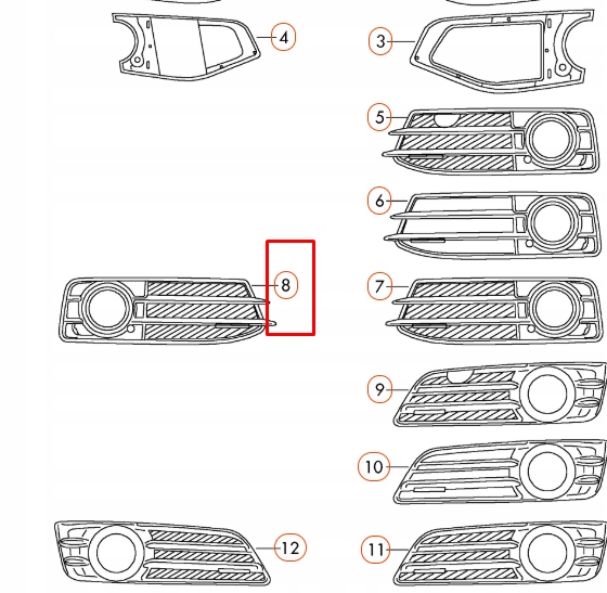 AUDI A3 S3 8P AVANT DROITE PROTECTION ANTIBROUILLARD 8P0807682FZDEORYGINALNA