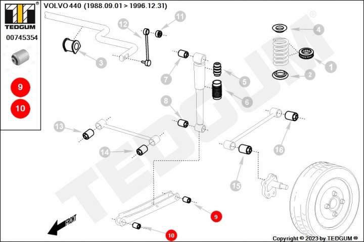 SILENTBLOCK BIELLE DE POUSSÉE RÉACTIF ARRIÈRE CONVIENT VERS VOLVO 440 1.6-2.0 08.88-