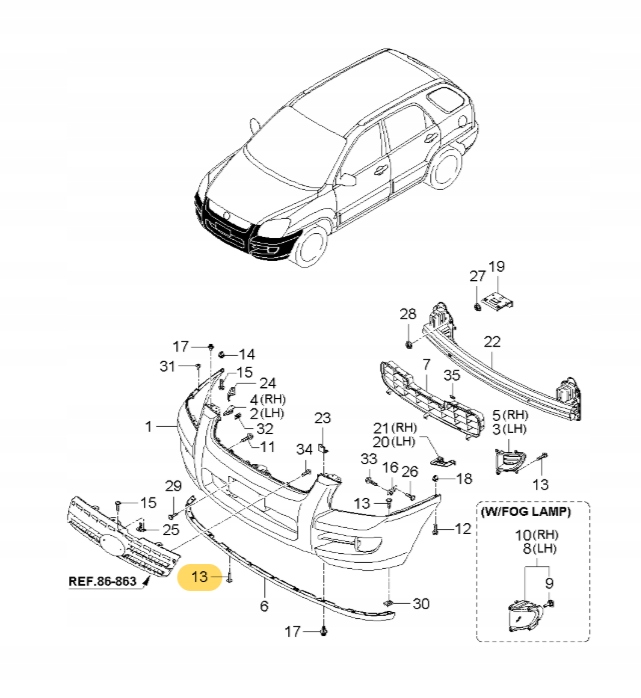 HYUNDAI KIA 12493 05167B VIS SUPPORTS PARE-CHOCS ASO OE NOUVEAU