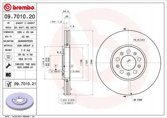 DISCOS ZAPATAS PARTE DELANTERA BREMBO SEAT TOLEDO IV 